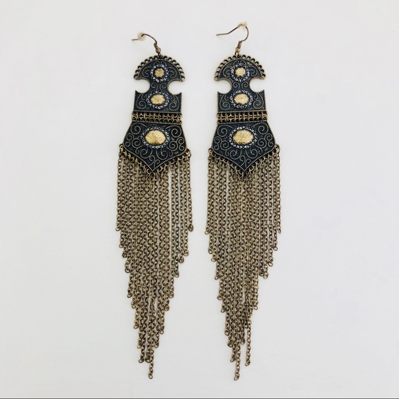 Jewelry - Long Brass and Copper Dangle Earrings
